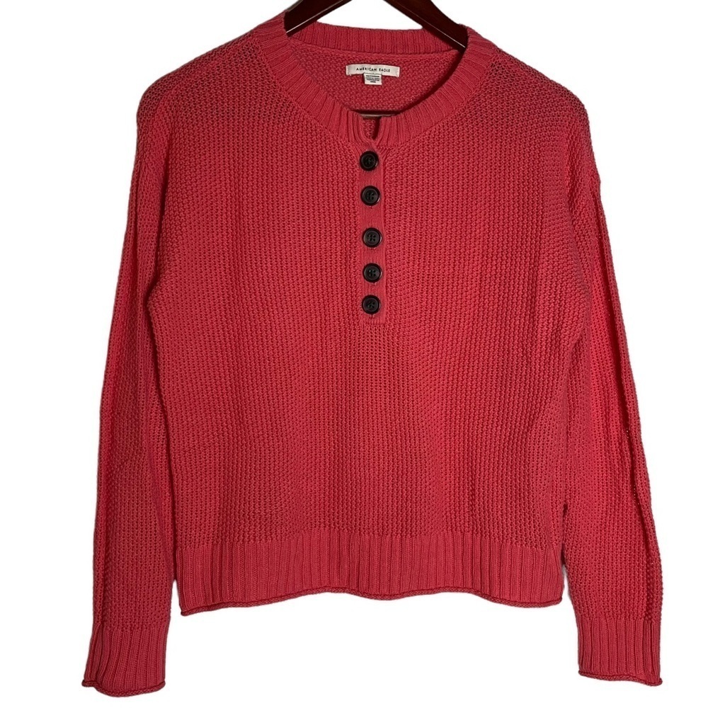 American Eagle Outfitters Knit Long Sleeve Sweater 1/2 Button Down Extra Small